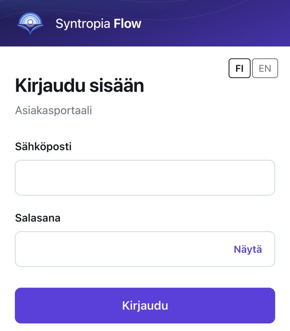 Aineistoportaalin kirjautumissivu: sähköposti, salasana ja painike Kirjaudu.
